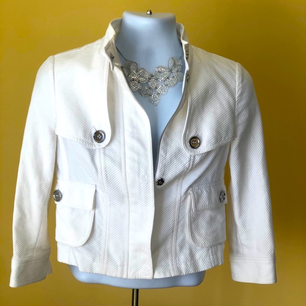Per Se Womens Blazer Jacket White Size 4